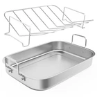 Sunvivi 15.6'' Roasting Pan With V-shaped Rack, Rectangular Large, Silver New. Price: $53.78.