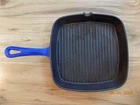 Cuisinart Blue Enamel 9-1/4" Cast Iron Grill Pan Griddle/skillet Square C130-23 Used. Price: $15.00.