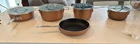 Gotham Steel Non-stick Copper 5-PIECE Pan Set With 4 Lids, Induction Compatible Used. Price: $110.00.