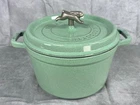 Staub 24 Cast Iron Cocotte Mint Green Rabbit Knob Dutch Oven 4QT France Used. Price: $149.95.