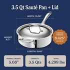 Legend Cookware Stainless Steel 3.5-QUART Saute Deep Frying Pan Lid Induction New. Price: $59.00.
