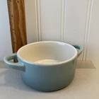 Le Cruset 8OZ Mini Round Cocotte Sea Salt Blue Grey Stoneware. Price: $10.00.