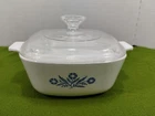 Corning Ware Blue Cornflower Backing Dish Casserole With Lid Qt P-1.5-B Used. Price: $26.95.