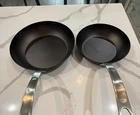 Made In- 12 And 10 2-PIECE Carbon Steel Frying Pans, New Other. Price: $140.00.