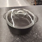 Pampered Chef Rockcrok Dutch Oven Black 4 Qt 3.8 W /glass Lid Used. Price: $85.49.