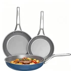 3-PIECE Blue Ceramic Nonstick Frying Pan Set, Induction Cookware New. Price: $104.92.