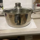 Set With Lid Good Cook Stainless Steel Large Glass Used. Price: $22.99.