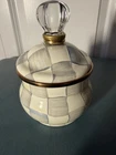 Mackenzie-childs, Sterling Check, Lidded Sugar Bowl, New. Price: $55.00.