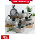 Tramontina 9 Piece Ceramic Cookware Set Nonstick Pots Pans Champagne Kitchen New. Price: $39.99.