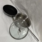 Chantal Stainless Steel Sauce Pans With Lid 2.6 Liters & 8 Blue Skillet Used. Price: $35.00.