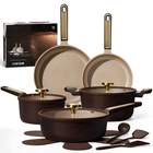 Cookware Set Nonstick Piece Pots Pans Lids Brown Carote 16PCS Non-toxic New. Price: $209.99.