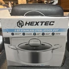 Hextec 5QT Stainless Steel Stock Pot W/tempered Glass Lid 3 Ply Hybrid Brand New. Price: $30.00.