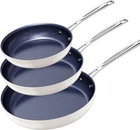 Nuwave 3-PIECE Fry Pan Set, 8 10 12 Forged Pc, Vanilla Cream New. Price: $149.71.