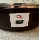Staub Cast Iron 4.25-QT Shallow Wide Oval Cocotte With Glass Lid Grenadine New. Price: $169.99.