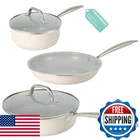 Pramedia Pots And Pans Set Nonstick 5-PIECE Ceramic Cookware Stainless New. Price: $66.73.
