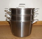 Calphalon Stainless Steel Qt Stock Pot Dual Steamers RTL808 Used. Price: $103.20.