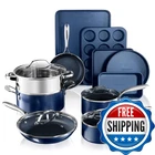 Granitestone 15 Pc Kitchen Pots And Pans Non Stick Cookware Sets New. Price: $192.48.