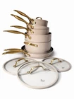 Greenpan Non-stick Beige & Gold 11-PIECE Set With Glass Lids Handles New. Price: $220.00.