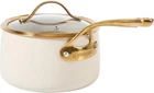 Oprah's Favorite Sauce Pan W/ Lid (3-QUART), Almond Cream Gold Handle New. Price: $75.88.