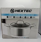 Hextec 5QT Stainless Steel Stock Pot W/tempered Glass Lid 3 Ply Hybrid Brand New. Price: $30.00.