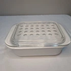 Corning Ware MC-1-B With Pyrex MC-1-C Lid Dimple Bubble Design 7X5.5X2 Nice Used. Price: $22.50.