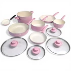 11PC Greenlife Soft Grip Pink Nonstick Toxin Free Cookware Set Pots Pans Lids Used. Price: $44.65.