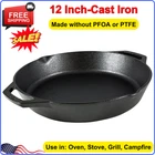 Lodge 12" Inch Seasoned Cast Iron Skillet Dual Assist Handles Oven Grill Black New. Price: $35.50.