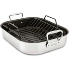 All-clad 13 X 16 Large Stainless Steel Nonstick Roaster With Rack Open. Price: $69.99.