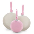 Greenpan Rio Hard Anodized 7" 9.5" And 11" 3 Piece Frying Set, Pink New. Price: $85.48.