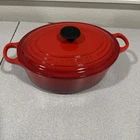 Creuset Casserole Oval 23 France 2.75 Quart With Lid Red Enameled Cast Iron Used. Price: $121.50.