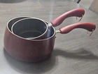 Paula Deen Collection 1 And 2 Qt Red Speckled Porcelain Non Stick Sauce Pan Pots Used. Price: $18.88.