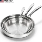 Michelangelo 18/10 Stainless Steel Frying Pan 8-9.5-11-INCH W/o Lid, Silver New. Price: $105.66.