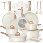 22 Pc Non-stick Ceramic Cookware Set Pots & Pans Induction Cream White Granite New. Price: $292.97.