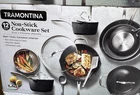 Tramontina 12-PIECE Ceramic Non-stick Pots & Pans Cookware Set Used. Price: $109.99.