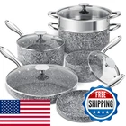 Michelangelo Stone Cookware Set 10 Piece Ultra Nonstick Pots And Pans New. Price: $134.47.