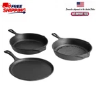 Lodge Skillet Pre-seasoned Cast Iron 3PC Pan SET-10.25", 10.5" Black New. Price: $72.99.
