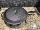 Cabela 12 Cast Iron Skillet With Lid Double Spout Handle Large Pan Used. Price: $115.00.