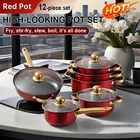 12 Piece Cookware Set Pots And Pans Home Kitchen Cooking Stick, Red New. Price: $38.99.