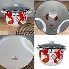New Large Golden Rabbit Lobster Enamelware 18 Quart Stock Pot, Glass Lid, Rack. Price: $129.99.