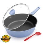 Bobikuke 12 Inch Nonstick Frying Pan With Lid, Blue, Detachable Handle New. Price: $52.99.