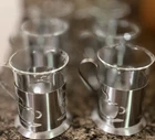 Berghoff Glass Coffee Cups Set 6 With Stainless Steel Holders, 4" Tall Used. Price: $20.00.