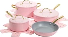 Paris Hilton Iconic Nonstick Pots And Pans Set, Multi-layer Coating, New. Price: $135.99.