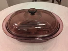 Vision Corning Cranberry 4L 4QT Oval Casserole Roaster V-34-B & Pyrex Lid V-34-C Used. Price: $24.99.