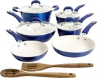 Kenmore Arlington Nonstick Ceramic Coated Forged 12-PIECE Set, Metallic Blue New. Price: $175.56.