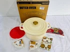 New Overmont Enameled Cast Iron Dutch Oven 5.5QT W/ Lid Cookbook Potholders. Price: $54.95.