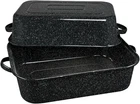19-INCH Covered Rectangular Roaster Enamel Steel Cookware, Nonstick & Chemical New. Price: $106.95.