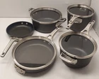 Calphalon Premier Space-saving Hard-anodized Nonstick Cookware Set, Black 87035 Used. Price: $189.99.