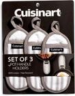 Cuisinart Set Of 3 Pot Handle Holders Grey Stripe Heat Resistant New. Price: $15.99.