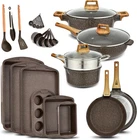Bakken Master 20 Piece Cookware Set - Pots Pans With Handle Grips Temper New. Price: $226.23.