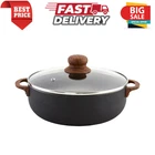 Imusa 13.5QT Black Stone Caldero Nonstick Pot Glass Lid Wood Handles New. Price: $46.99.